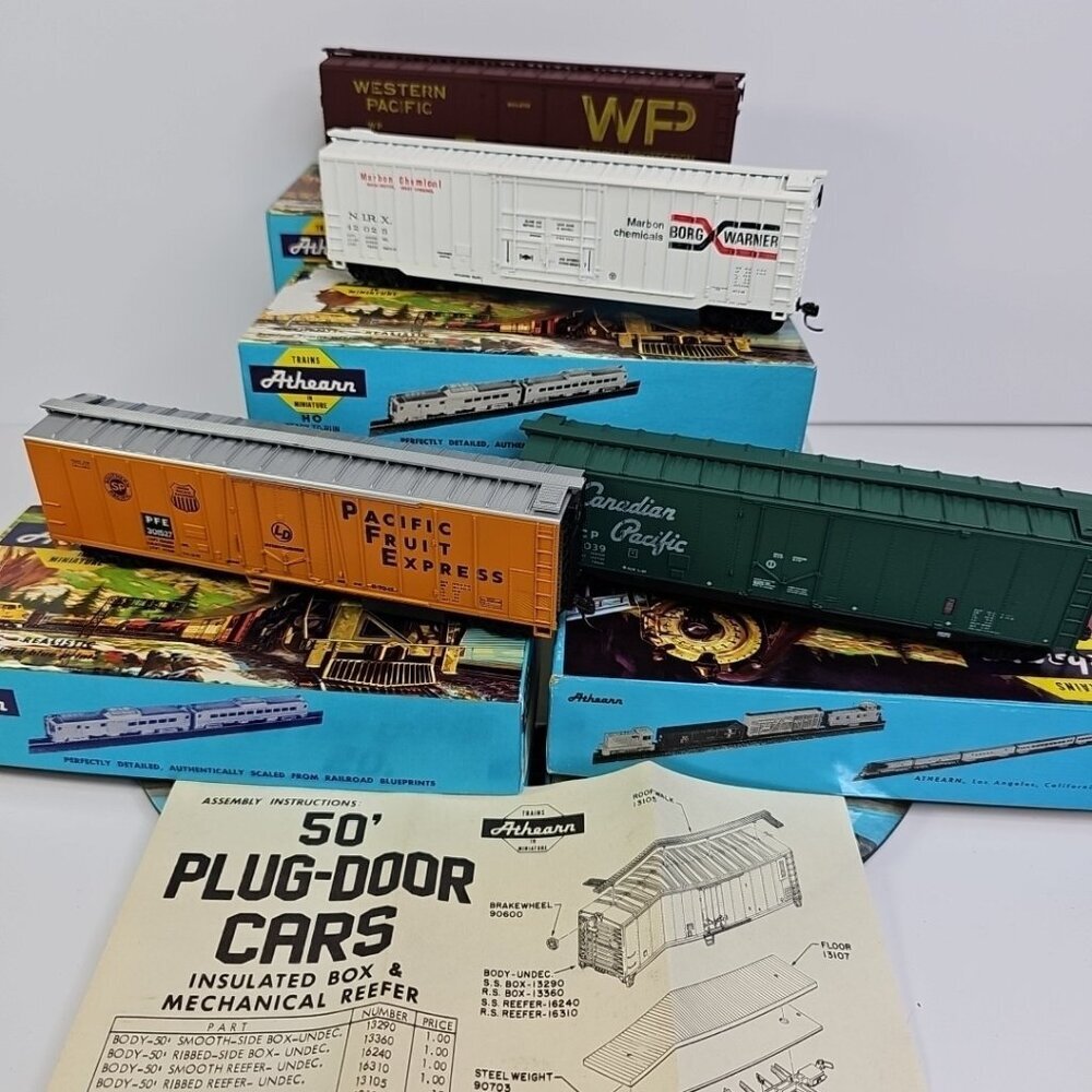 HO Athearn Ready To Run Train Box Cars 50ft Railroad Vintage Set Of 4